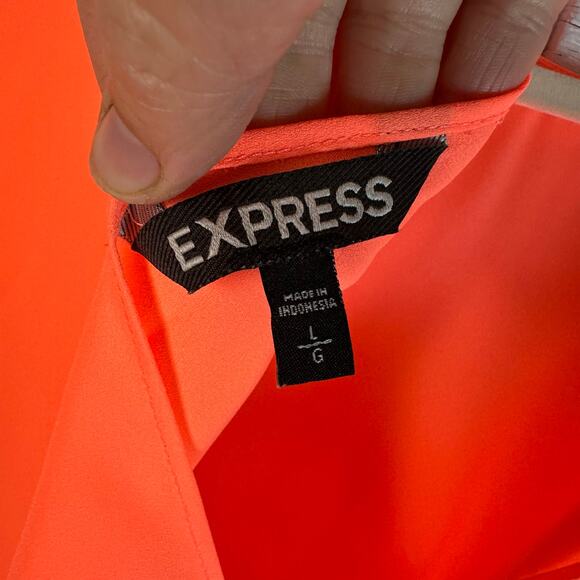 Express lightweight sleepless top bow back semi open neon orange feminine preppy - Picture 3 of 8